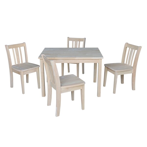 International Concepts Rectangle Table with 4 San Remo Juvenile Chairs, 24 in W, 33.1 in L, 22.2 in H, Wood, Unfinished K-2532-CC105-4 - main